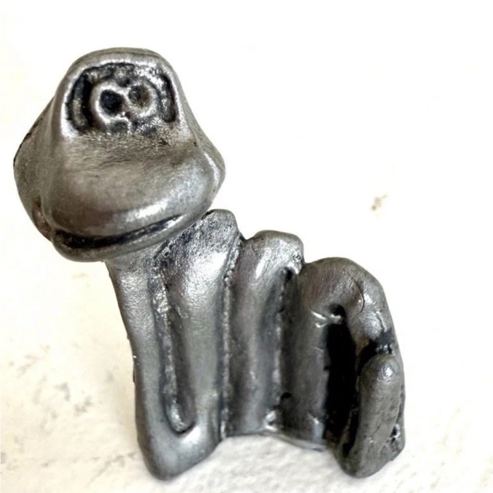 Vintage Pewter Worm Caterpillar Inchworm Hat Garden Figurine Mini Collectible